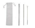 Custom Logo Drawstring Bag Stainless Steel Eco-Friendly Straw 3 Pack | Premium Corporate Gifts and Custom Gifts