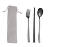 Custom Logo Korean drawstring bag stainless steel tableware 3-piece set | Premium Corporate Gifts and Custom Gifts