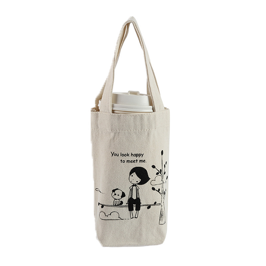 Custom Logo Canvas cup bag (with bottom and no sides) | Premium Corporate Gifts and Custom Gifts
