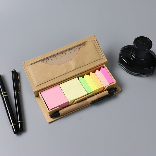 Custom Logo Eco-friendly sticky note paper combination with pen and ruler | Premium Corporate Gifts and Custom Gifts